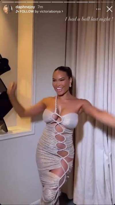 Dancing in her dress