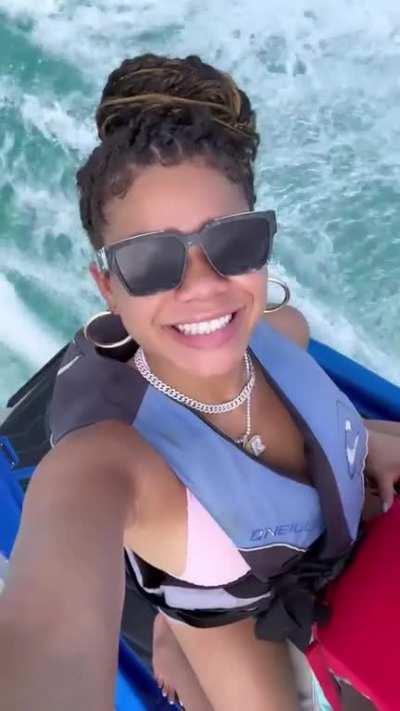 Riding on a jet ski