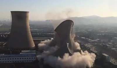 Cooling towers being demolished