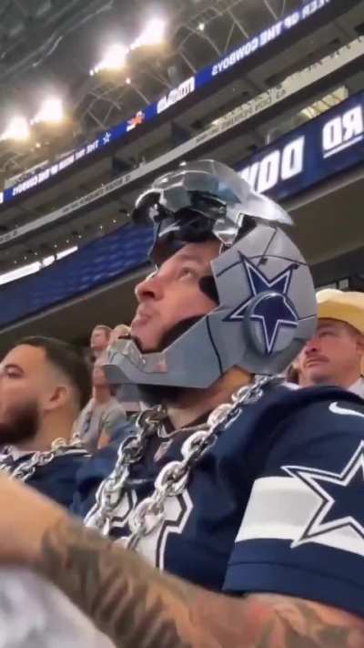 Cowboys fan's iron man mask