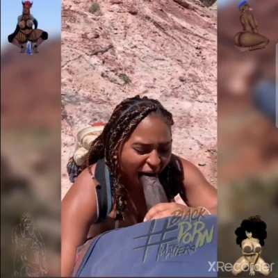 Sucking and gagging in the desert!