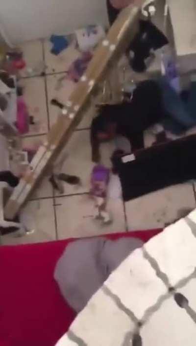 using a stepladder on stairs