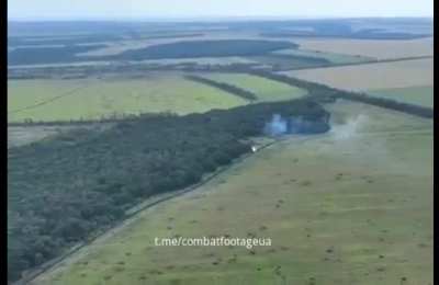 Ukrainian soldiers of the 93rd Separate Mechanised Brigade destroy a Russian tank somewhere in eastern Ukraine.