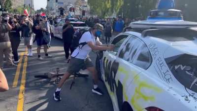 BREAKING: Anti-ICE rioters are now SETTING FIRE to multiple vehicles in the streets of Los Angeles.