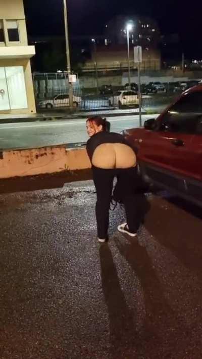 Being cheeky in the parking lot [f]