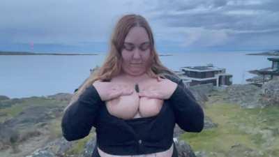 The weather wasn't nice but my tits sure are