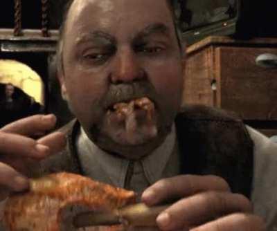 Sidorovich from S.T.A.L.K.E.R eating chicken