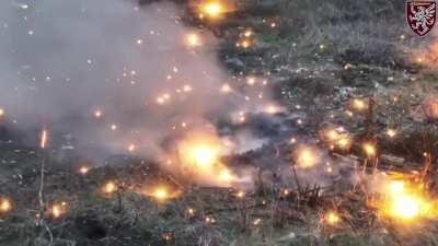 Russian Sappers Piled up Anti-Tank Mines Cleared From a Road, Destroyed by an FPV Kamikaze Drone From (UA) 3rd Battalion of the 80th Air Assault Brigade.