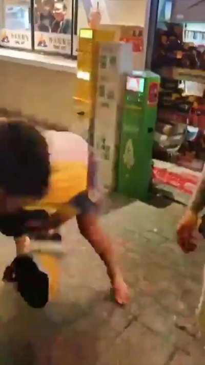 Two Guys Fighting It Out (No Context)