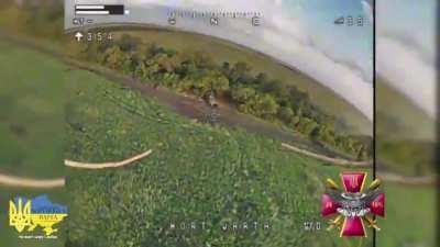 UA FPV drone attack on a Russian 2C3 