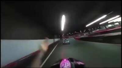 Driver deliberately crashes into faster kart