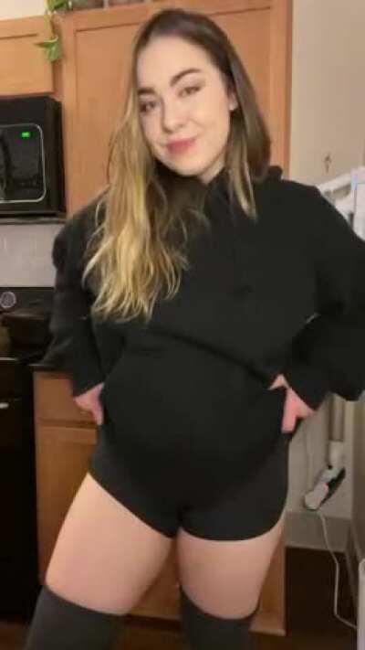 pretty easy to hide all my curves under this baggy hoodie...but you get to see what's underneath ;)