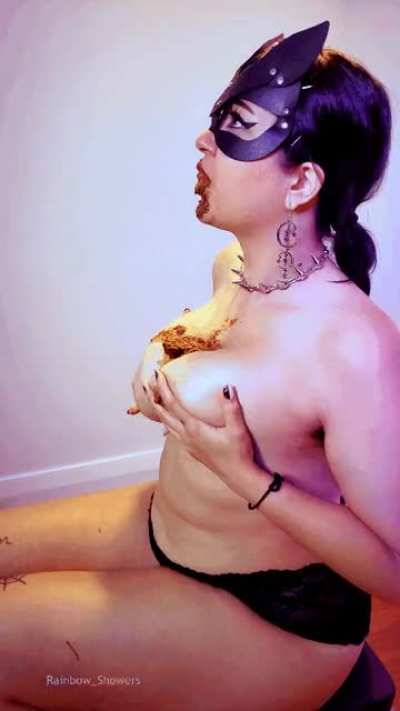 Enjoying the delicious feast you left on my titties