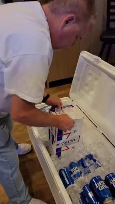 How to quickly load up an ice chest with drinks.