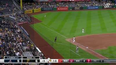 [Highlight] [Highlight] Travis d'Arnaud hits his third double of the night to put two in scoring position in the ninth.