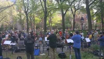 They were dancing in the park today