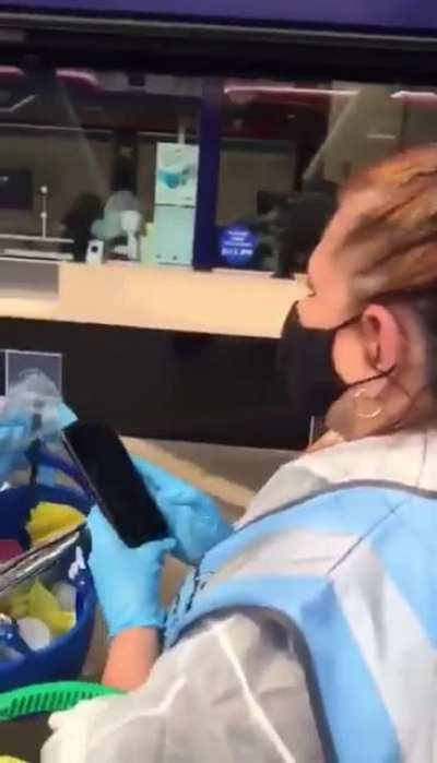 “COVID cleaners” in hazmat suits not actually working, just posing for photographs