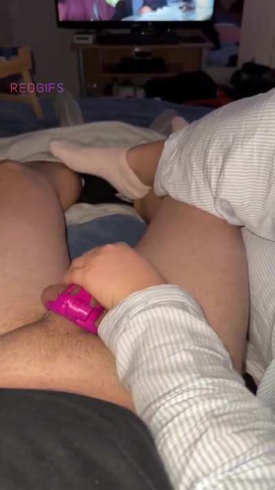 Netflix & chill? More like Netflix & full denied beta balls 🤭 It's so much fun teasing subby hubby like that. Especially, because I totally forget about the movement of my hand and just enjoy the series. But hubby can barely focus, because any sti