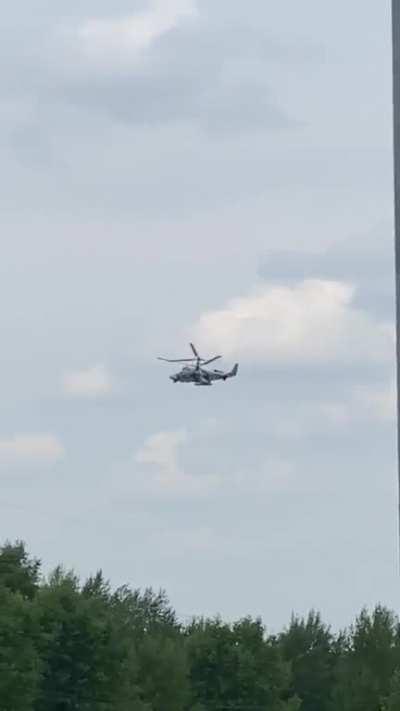 RU POV: The moment of the launch of the Strela-10 M SAM of the Wagner PMCs into the Ka-52 helicopter of the Russian Aerospace Forces. An air defense missile hit an oil depot.
