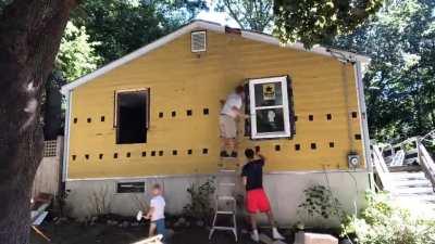 Slow mo chimney drop time lapse windows vinyl siding. Hope you enjoy [1:00]