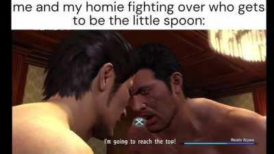 They are holding hands.