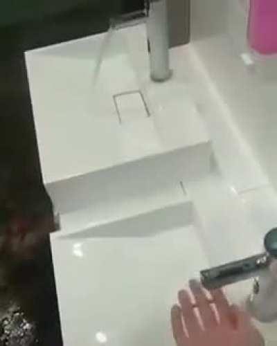 Washing hands after using restroom