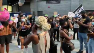 BLM rioters scream at random people on their balconies