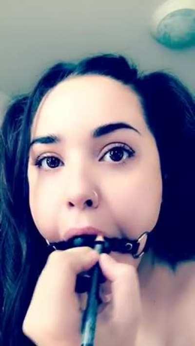 Just touching up my makeup be[f]ore daddy gets home 😏