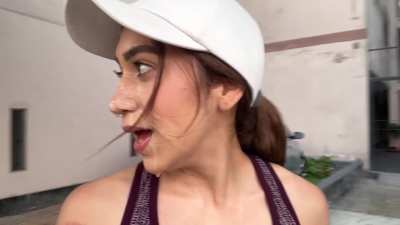 Risky cumshot on the emergency stairs 