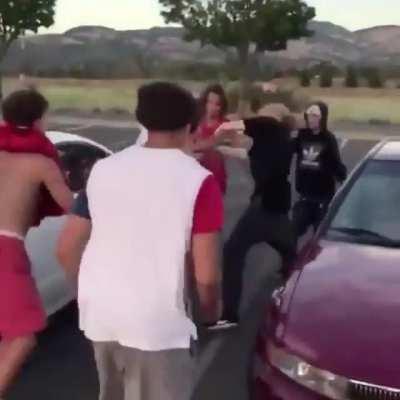 Skateboarder group fight
