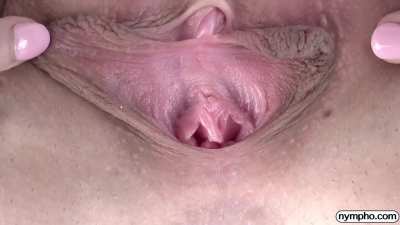 Molly spreads her lips....