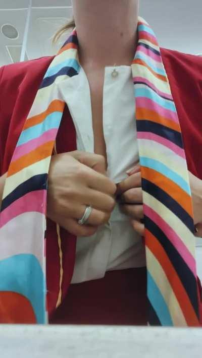 No bra under uniform as usual