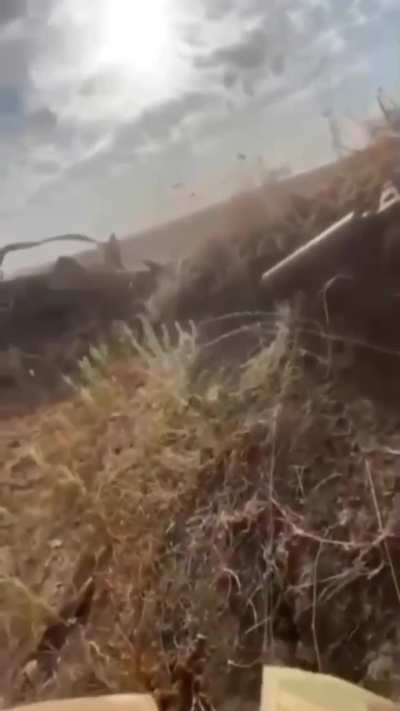 Russian records his comrades trigger an anti-personnel mine