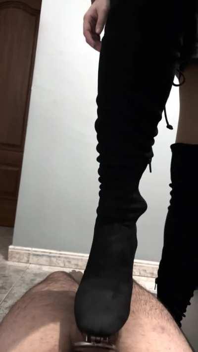 He deserves my heels on his balls