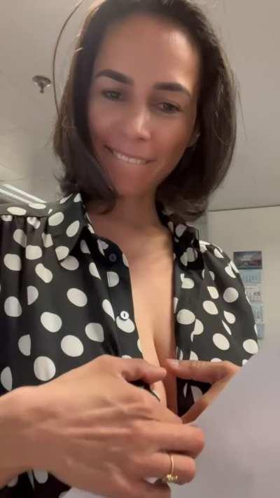 My coworker doesn't know the size of my boobs...