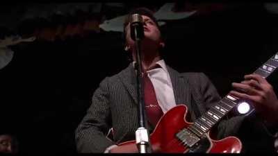 In Back to the Future (1985), when Marty plays “Johnny B. Goode” with the band, the drummer plays in a swing style since he’s never heard rock drumming before