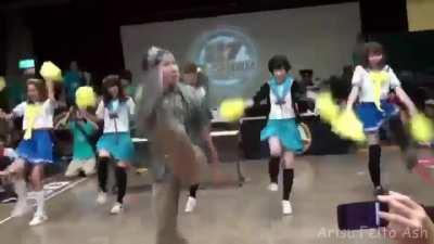 dude dance to Lucky Star song while the other dude support him