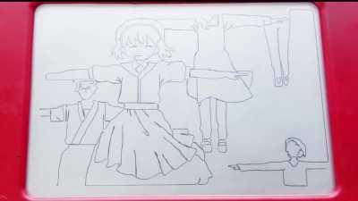 I started this 2 years ago, it's finally done. The entirety of Dragon Maid's OP animated with an Etch A Sketch.