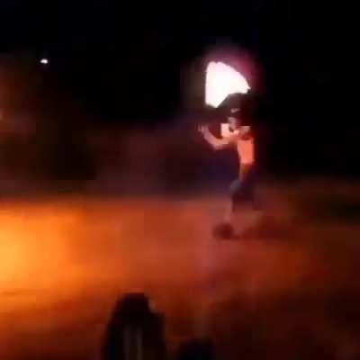 A flaming sword fight 🔥