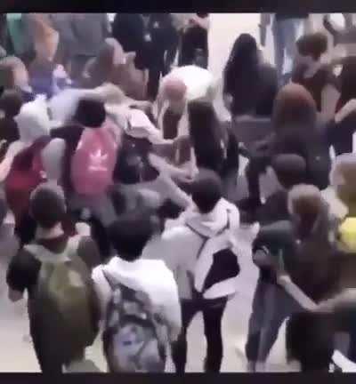 Student get's jumped when he defends himself after a girl hit him