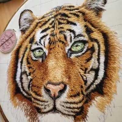 Cross stitching of a tiger