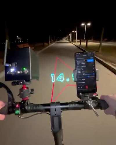 Laser-guided GPS on an electrical scooter