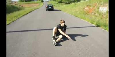 Trying to run and jump over a moving car