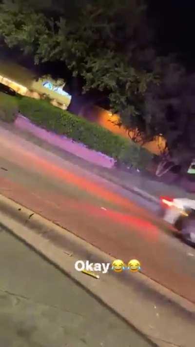 Running from police on four flat tires