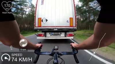 Riding in a truck’s slipstream POV