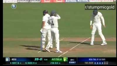 Rohit Sharma after Nathan Lyon bowled a quicker delivery