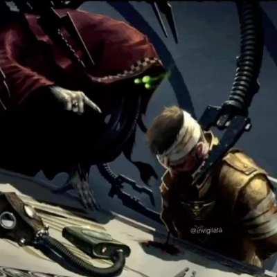 Enginseer Priest scolding the Average Cadian after he breaks his Gun barrel