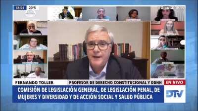 El diputado Toller utilizando un argumento un tanto extraño en contra de la legalización del aborto.