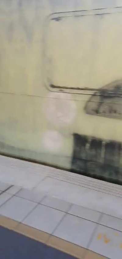 Someone wasn't happy with the colour of the train at Flinders Street this morning