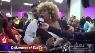 Real life eXoRcIsM: This woman's pussy itches because it's possessed by a demon. The demon also stuck his dick in her mouth. Luckily the preacher knows just what to do.